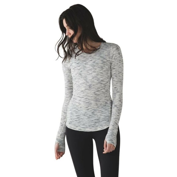 lululemon athletica Tops - Lululemon Long Sleeve Top Size 4 Black White 5 Mile Tiger Space Dye Stretch